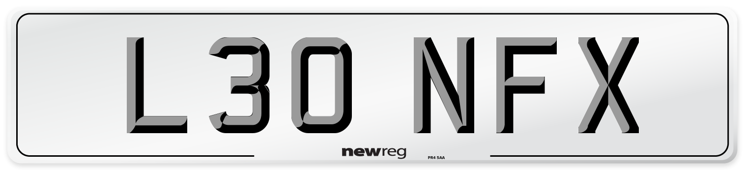 L30 NFX Number Plate from New Reg